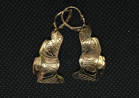 10K Gold Native Wolf Earrings