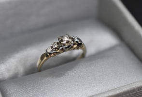 14k Gold Ring with Small Clear Gems