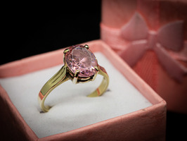 10K Gold Ring with Pink Gemstone