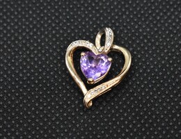 925 Silver Gold-Plated Amethyst Heart Pendant