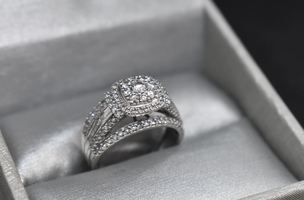 10K Gold Ring with Clear Gems