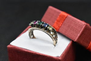 10K Gold Ring with Multi-Colored Gems