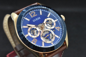 GUESS Blue & Rose Gold Analog Wrist Watch