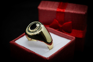 10K Gold Ring with Black Gem