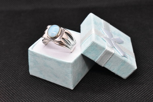 Silver Sky-Blue Larimar Ring - Unisex