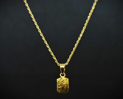 18K Gold Necklace and Pendant - 19-inch
