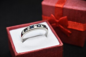 14K Gold Band with Blue Gems