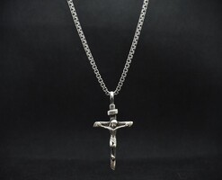 925 Silver Chain with Crucifix Pendant - 23"