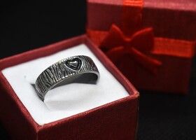 925 Silver Band with Heart Engraving
