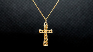 10K Gold Cross Pendant and Necklace