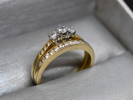 14K Gold Ring Set with Clear Gems