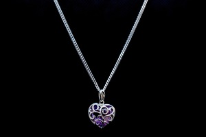 10K Gold Necklace with Amethyst Heart Pendant