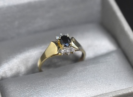 10K Gold Ring with Black Oval Stone
